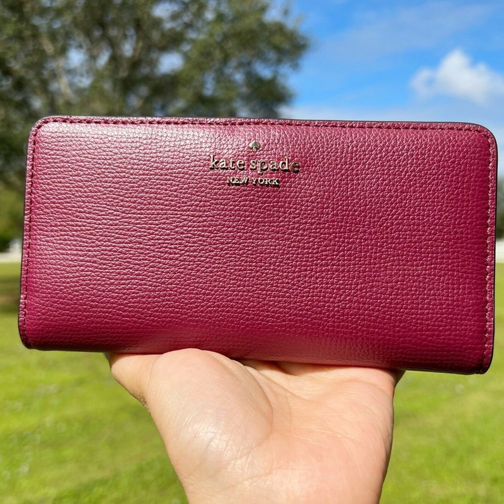 Kate Spade Bifold Wallet Burgundy Leather - Picture 2 of 4